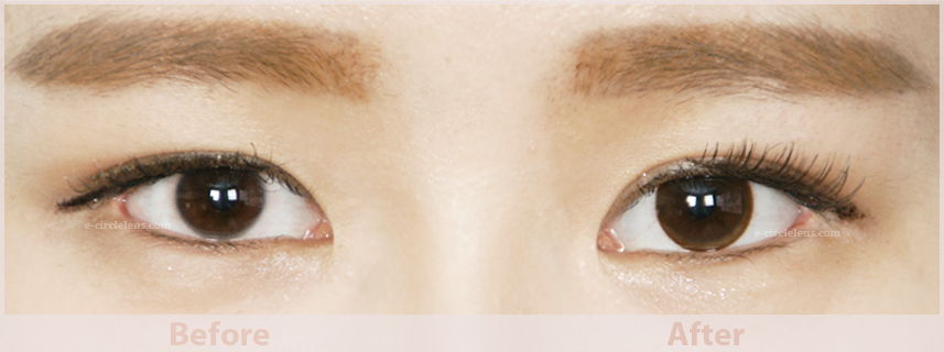 brown circle lenses before and after